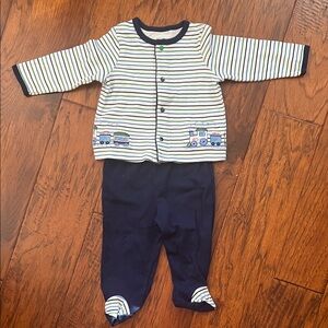 Little Me Striped Navy and White Footie